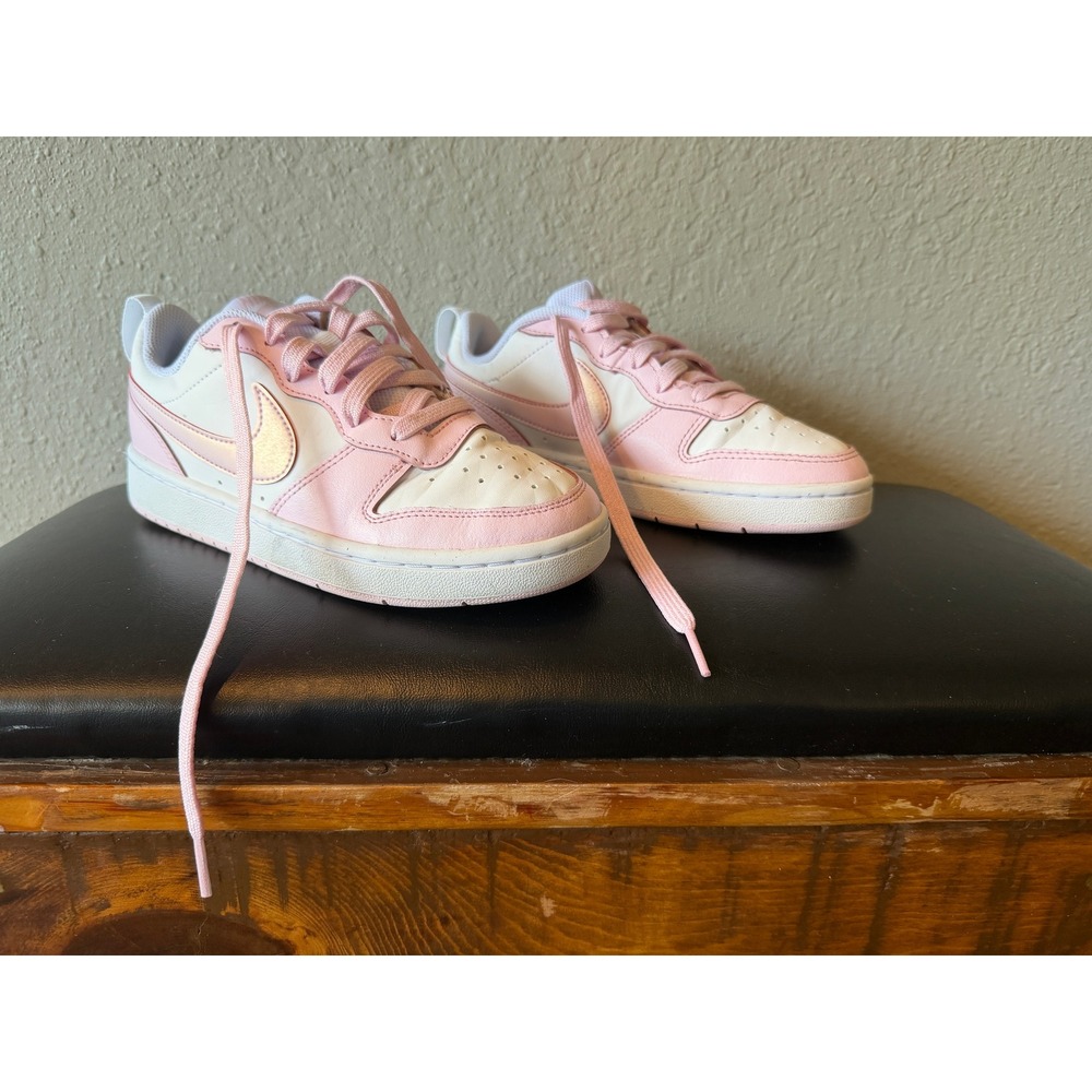 Nike Court‎ Borough Low 2 Pink White Youth Sneakers Shoes Size 4Y
